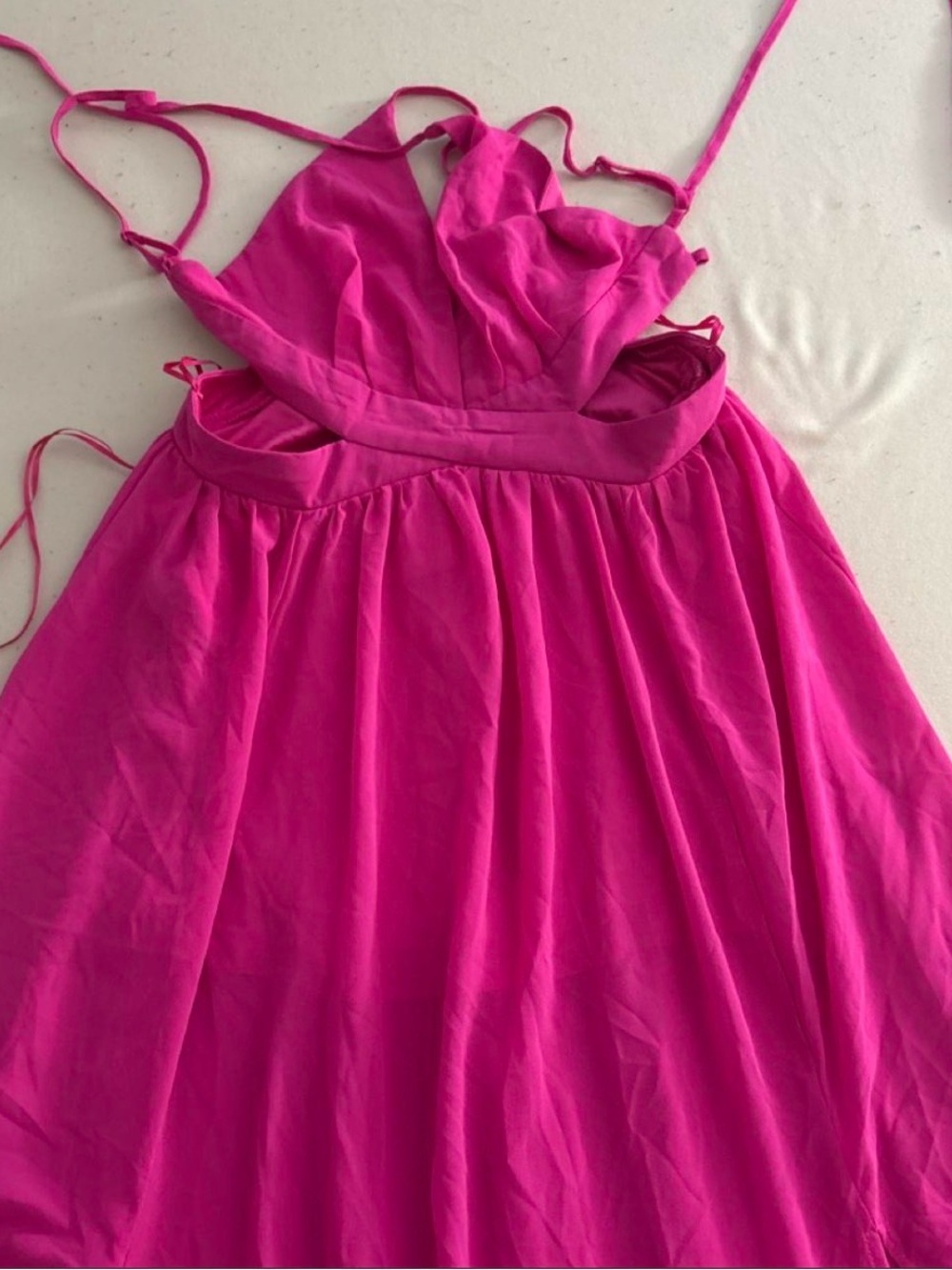 Fashion Nova Bright Hot Pink Spaghetti-Strap Twirl dress